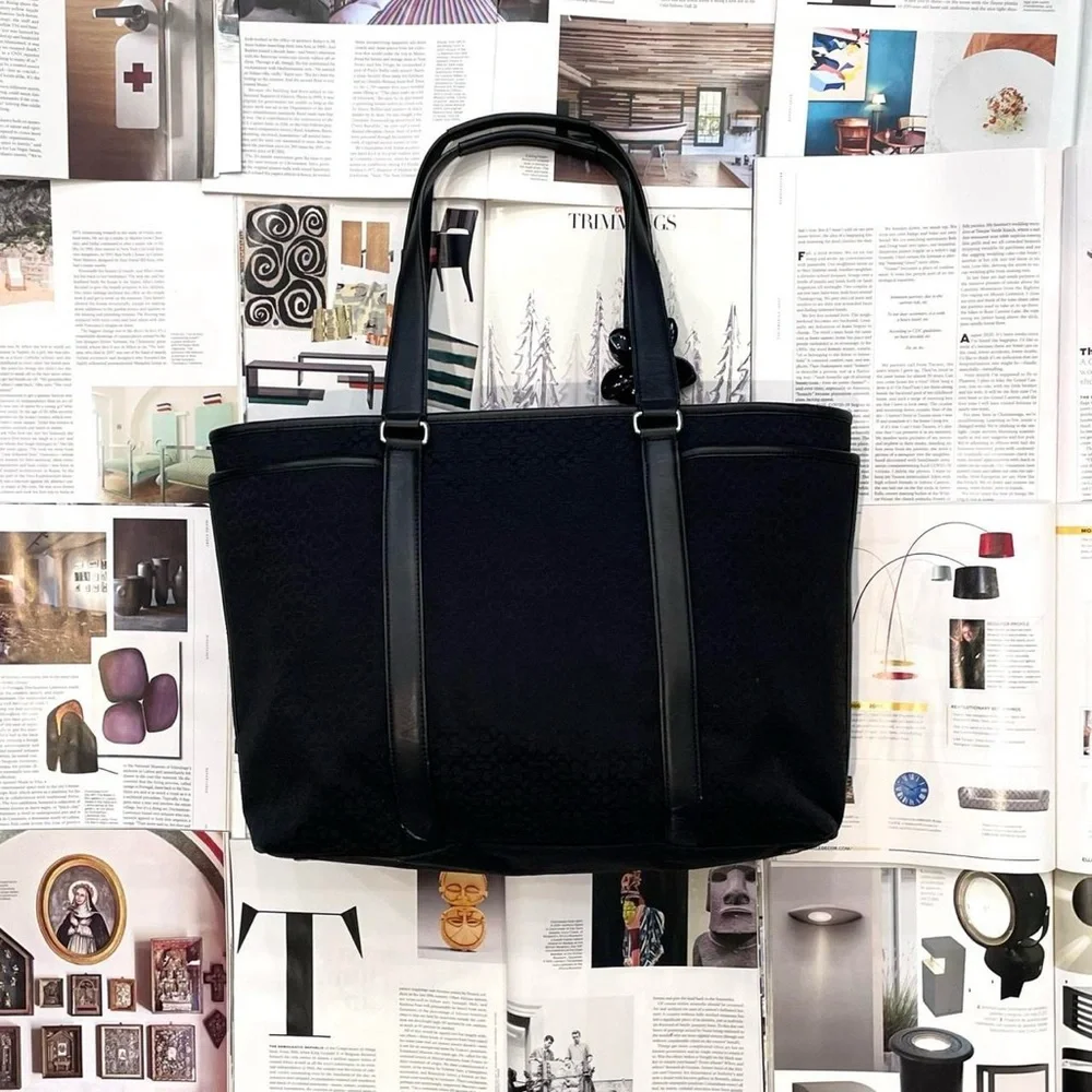 COACH Signature 2008 large black monogram canvas & leather tote bag
